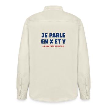 Je parle en x et y prof de maths - Chemise unisexe coupe décontractée bio Stanley/Stella - écru doux - Dos - AI Model Male 178 light (178cm)