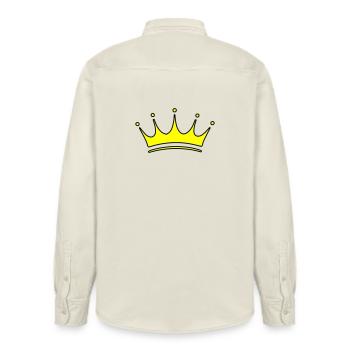 Crown Symbol - Relaxed Fit Unisex Organic Shirt by Stanley/Stella - soft Ecru - Back - AI Model Male 178 light (178cm)