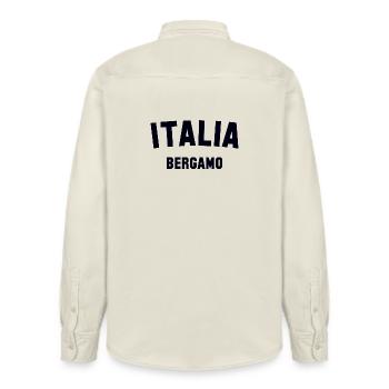 BERGAMO Italia Italien Italy - Relaxed Fit Unisex Organic Hemd von Stanley/Stella - Natur - Hinten - AI Model Male 178 light (178cm)