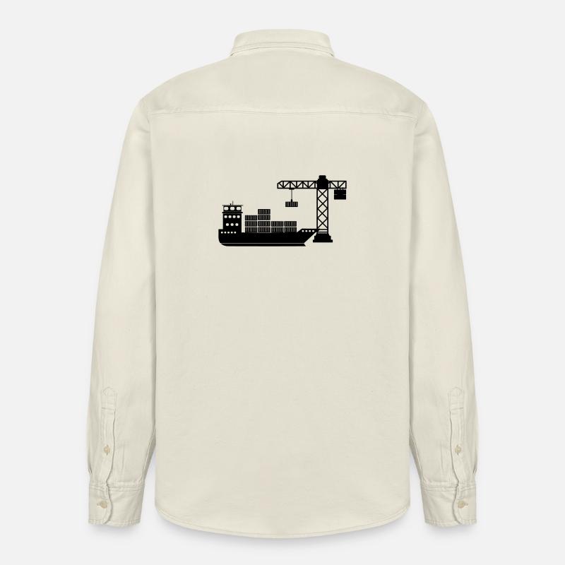Sea container boat with crane unloading - Relaxed Fit Unisex Organic Shirt by Stanley/Stella - soft Ecru