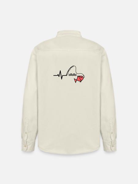 EKG Angelrute Fisch Outline - Relaxed Fit Unisex Organic Hemd von Stanley/Stella - Natur