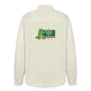 Crock: FEAR = Focused Energy At Re-Affirmation - Relaxed Fit Unisex Organic Shirt by Stanley/Stella - soft Ecru - Back - AI Model Male 178 light (178cm)