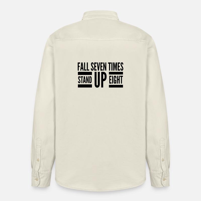 Fall Seven Stand Eight Zitat - Relaxed Fit Unisex Organic Hemd von Stanley/Stella - Natur