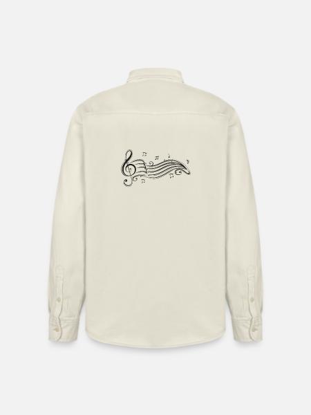 Clef med noder og noder. - Stanley/Stella unisex skjorte afslappet pasform økologisk - blød ecru
