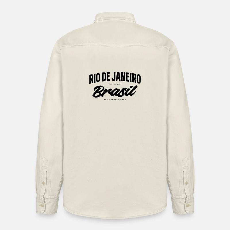 Rio de Janeiro, Brésil Script Banner - Chemise unisexe coupe décontractée bio Stanley/Stella - écru doux