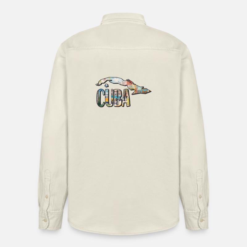 Carte à l’aquarelle de Cuba - Chemise unisexe coupe décontractée bio Stanley/Stella - écru doux