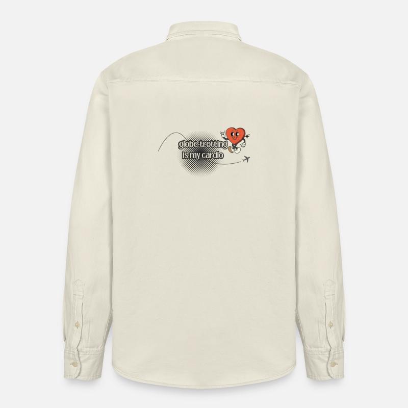 Le globe-trotter, c’est mon cardio - Chemise unisexe coupe décontractée bio Stanley/Stella - écru doux