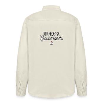 Gourmet Princess Cake Pastry Humor - Relaxed Fit Unisex Organic Shirt by Stanley/Stella - soft Ecru - Back - AI Model Male 178 light (178cm)