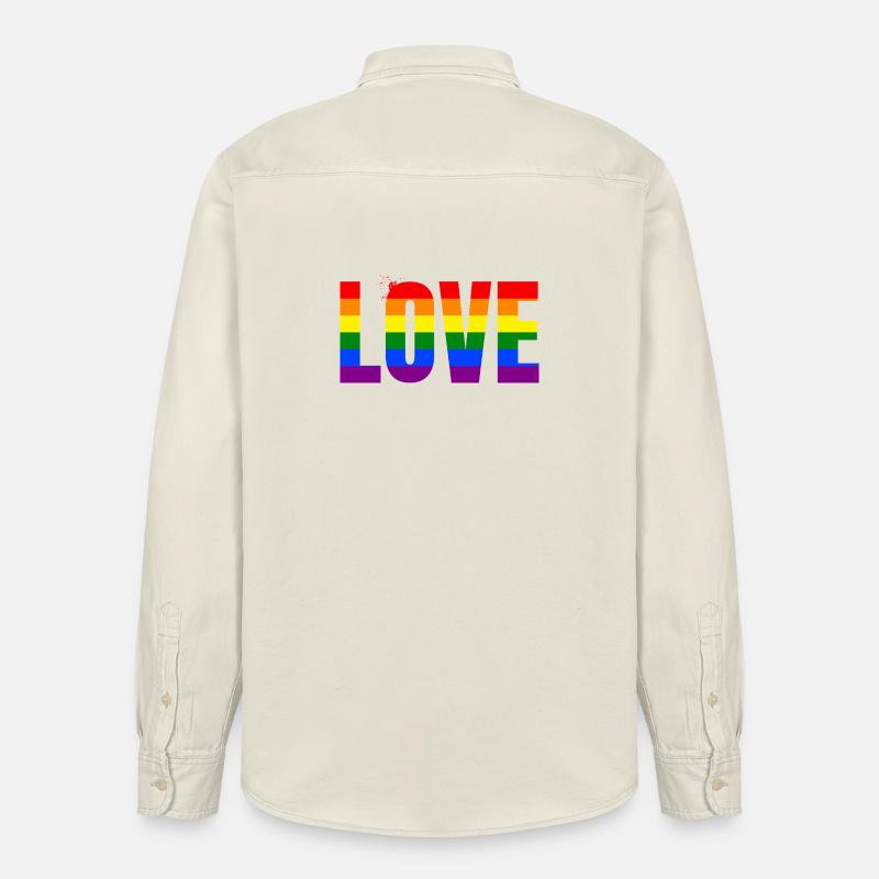LOVE Rainbow Statement – Bold Equality Message - Relaxed Fit Unisex Organic Hemd von Stanley/Stella - Natur