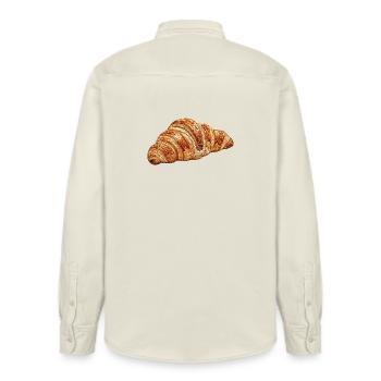 Croissant in embroidered look (printed) - Relaxed Fit Unisex Organic Shirt by Stanley/Stella - soft Ecru - Back - AI Model Male 178 light (178cm)