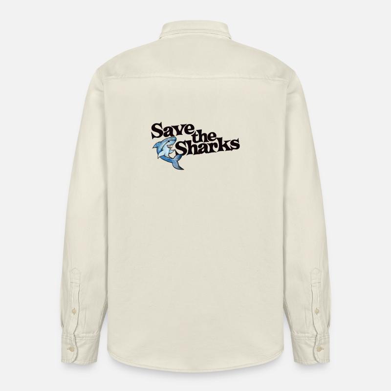 Graphique de l’océan Save the Sharks - Chemise unisexe coupe décontractée bio Stanley/Stella - écru doux
