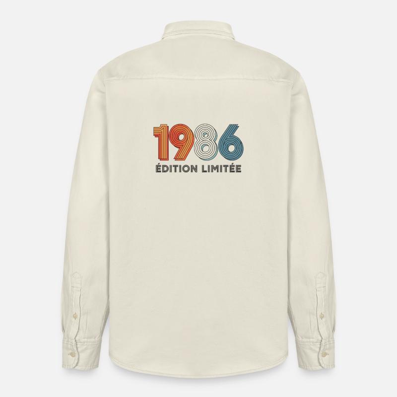 1986 Édition Limitée 40 Ans Anniversaire - Chemise unisexe coupe décontractée bio Stanley/Stella - écru doux