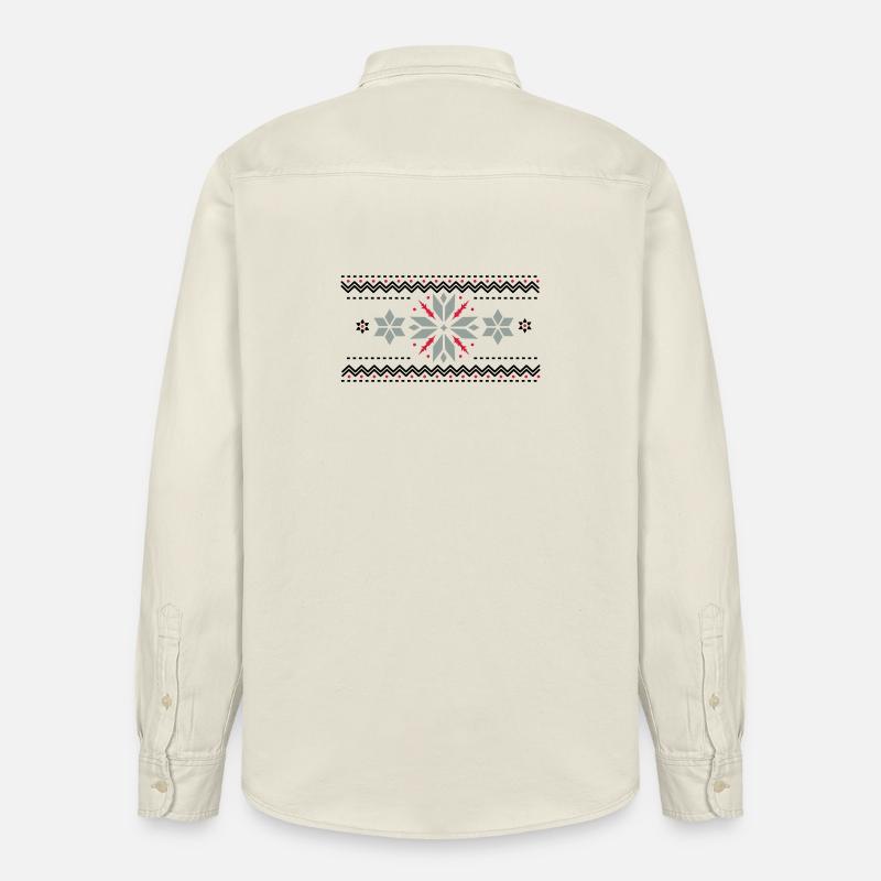 Stern Muster im Norweger Stil - Relaxed Fit Unisex Organic Hemd von Stanley/Stella - Natur
