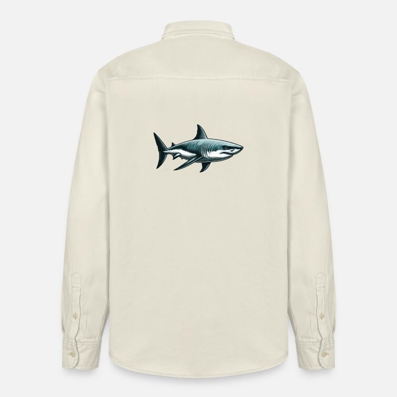 Grand requin blanc - Chemise unisexe coupe décontractée bio Stanley/Stella - écru doux