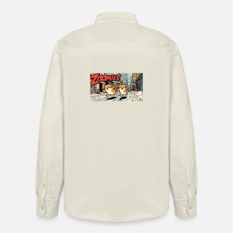 Course de chat anime - Chemise unisexe coupe décontractée bio Stanley/Stella - écru doux