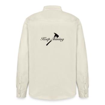 Keep Shining - Relaxed Fit Unisex Organic Shirt by Stanley/Stella - soft Ecru - Back - AI Model Male 178 light (178cm)