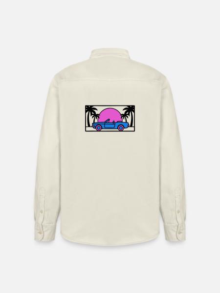 Convertible Palm Trees Sunset Graphic - Relaxed Fit Unisex Organic Shirt by Stanley/Stella - soft Ecru
