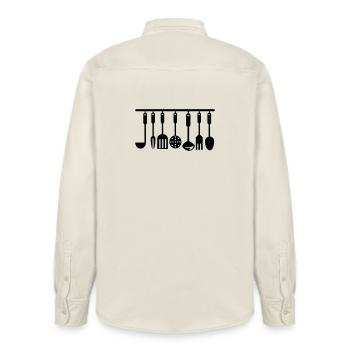 Küchenutensilien Küchenutensilien - Relaxed Fit Unisex Organic Hemd von Stanley/Stella - Natur - Hinten - AI Model Male 178 light (178cm)