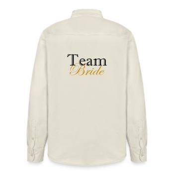 T-shirt Team Bride cadeau de mariage en or Bachelor - Chemise unisexe coupe décontractée bio Stanley/Stella - écru doux - Dos - AI Model Male 178 light (178cm)