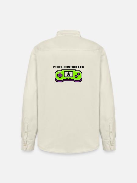 Pixel Controller Logo Graphic - Relaxed Fit Unisex Organic Shirt by Stanley/Stella - soft Ecru
