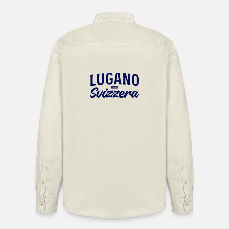 Lugano Svizzera Script Design - Chemise unisexe coupe décontractée bio Stanley/Stella - écru doux