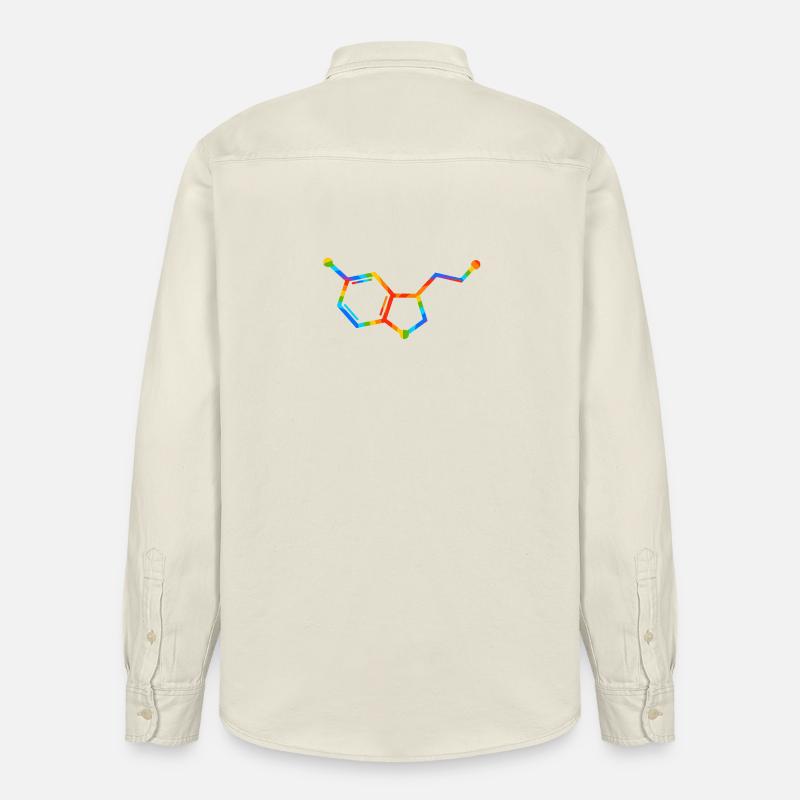 Géométrie de la molécule arc-en-ciel - sérotonine - Chemise unisexe coupe décontractée bio Stanley/Stella - écru doux