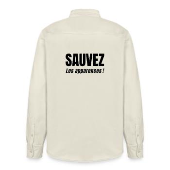 SAVE APPEARANCES! - Relaxed Fit Unisex Organic Shirt by Stanley/Stella - soft Ecru - Back - AI Model Male 178 light (178cm)