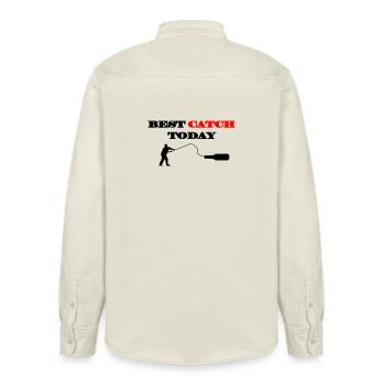 Bester Fang heute - Relaxed Fit Unisex Organic Hemd von Stanley/Stella - Natur - Hinten - AI Model Male 178 light (178cm)