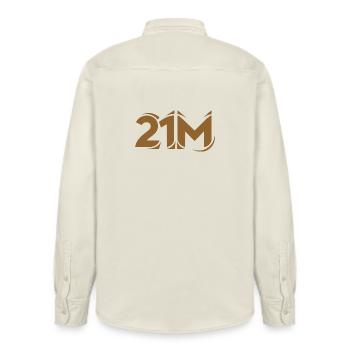 21 Millionen Limit BTC Krypto Grafik Motiv - Relaxed Fit Unisex Organic Hemd von Stanley/Stella - Natur - Hinten - AI Model Male 178 light (178cm)