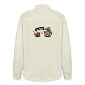 Zieh Nicht So Sloth Snail Funny German Animal  - Relaxed Fit Unisex Organic Hemd von Stanley/Stella - Natur - Hinten - AI Model Male 178 light (178cm)