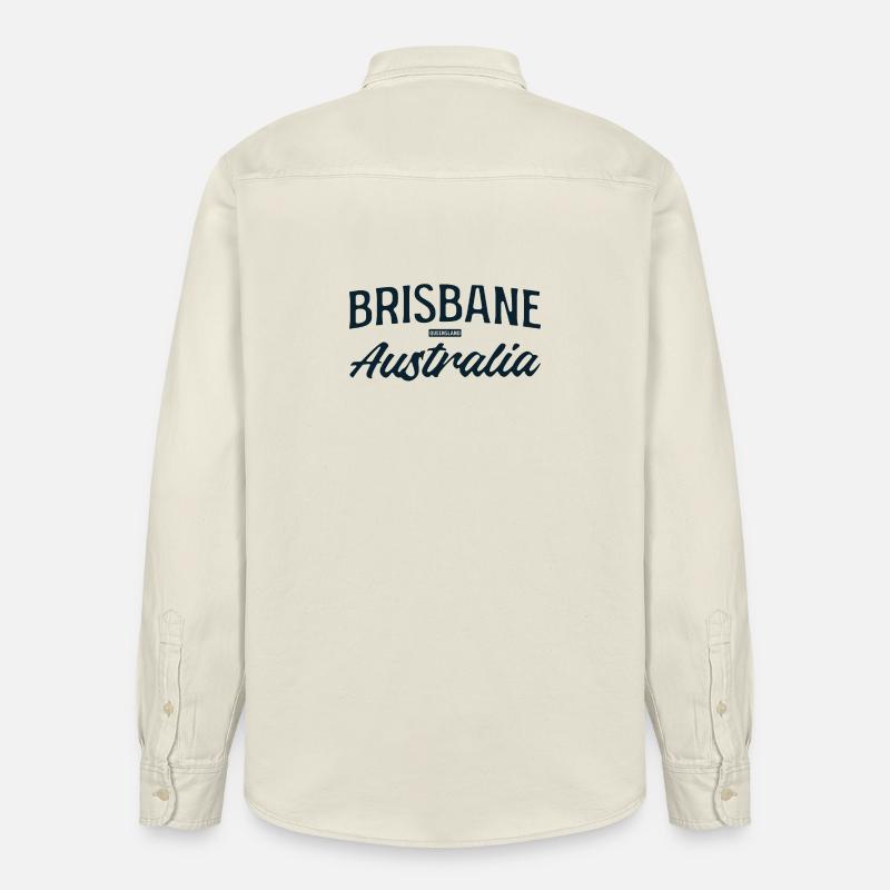 Brisbane Australie Script - Chemise unisexe coupe décontractée bio Stanley/Stella - écru doux