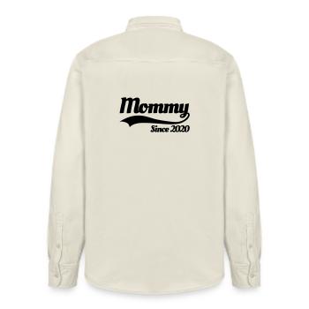 Mommy since 2020 mother pregnancy announcement - Relaxed Fit Unisex Organic Shirt by Stanley/Stella - soft Ecru - Back - AI Model Male 178 light (178cm)