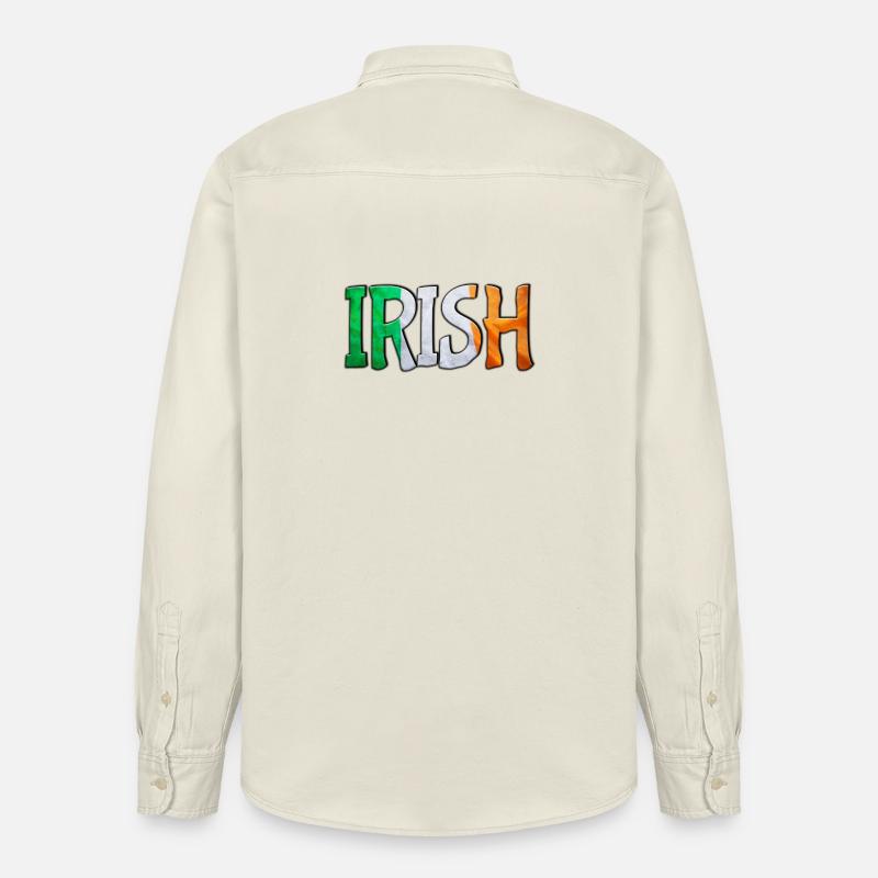 Irish Flag Letters Patchwork - Relaxed Fit Unisex Organic Hemd von Stanley/Stella - Natur