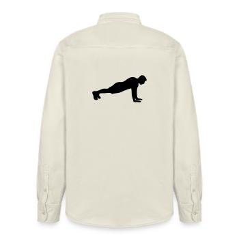 Push-up Fitness Silhouette - Relaxed Fit Unisex Organic Shirt by Stanley/Stella - soft Ecru - Back - AI Model Male 178 light (178cm)