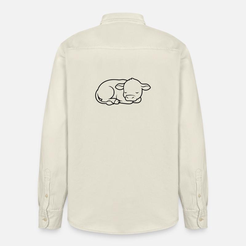 Veau endormi Vache bébé mignon - Chemise unisexe coupe décontractée bio Stanley/Stella - écru doux