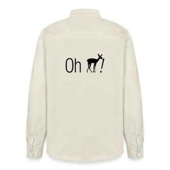 Oh dear DEER - Relaxed Fit Unisex Organic Shirt by Stanley/Stella - soft Ecru - Back - AI Model Male 178 light (178cm)