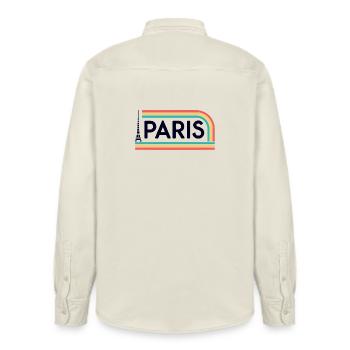 Paris Arc-en-ciel Rétro - Chemise unisexe coupe décontractée bio Stanley/Stella - écru doux - Dos - AI Model Male 178 light (178cm)