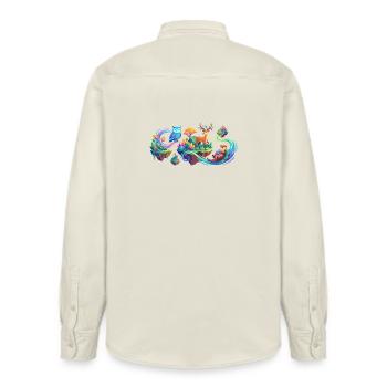 Fantasy Forest Animal Dream Fantasy Forest Animals Motif - Relaxed Fit Unisex Organic Shirt by Stanley/Stella - soft Ecru - Back - AI Model Male 178 light (178cm)