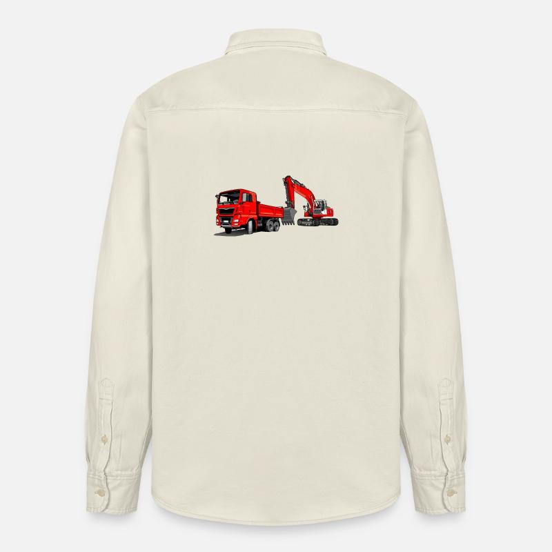Baustelle mit Bagger und Kipplaster - Relaxed Fit Unisex Organic Hemd von Stanley/Stella - Natur