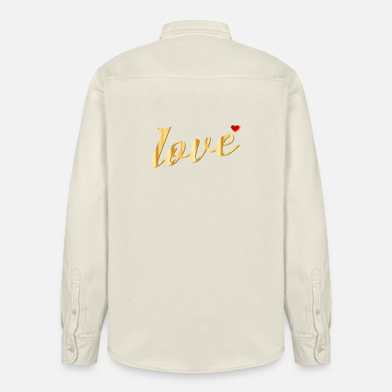 LIEBE HERZ BOTSCHAFT - Relaxed Fit Unisex Organic Hemd von Stanley/Stella - Natur