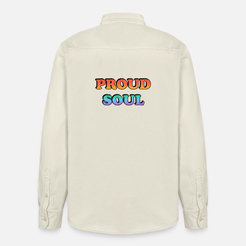Proud Soul Gradient Typography - Relaxed Fit Unisex Organic Shirt by Stanley/Stella - soft Ecru