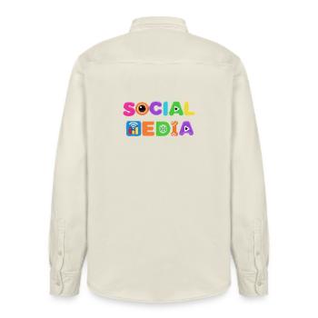Colorful Social Media Pop Art - Relaxed Fit Unisex Organic Shirt by Stanley/Stella - soft Ecru - Back - AI Model Male 178 light (178cm)