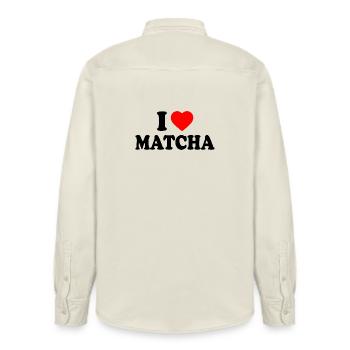 J’adore le Matcha - Chemise unisexe coupe décontractée bio Stanley/Stella - écru doux - Dos - AI Model Male 178 light (178cm)
