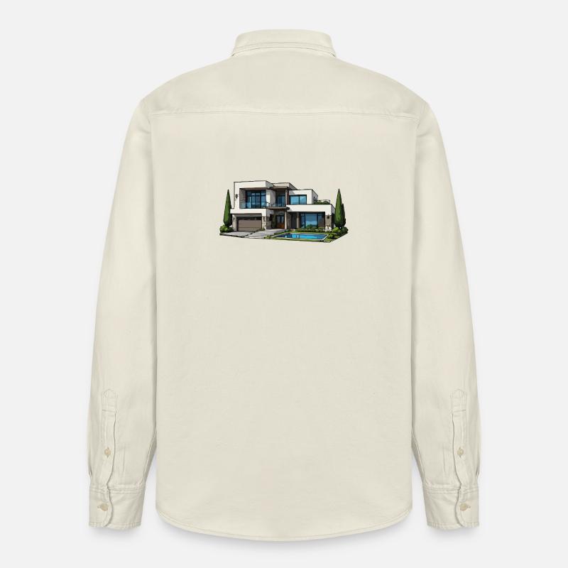 Moderne Villa mit Pool - Relaxed Fit Unisex Organic Hemd von Stanley/Stella - Natur