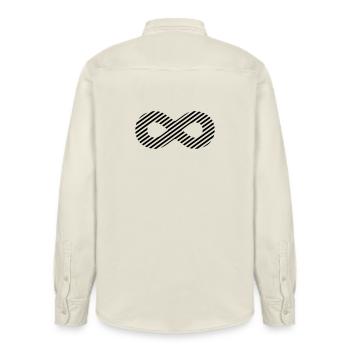 Unendlichkeitszeichen - Muster Streifen - Relaxed Fit Unisex Organic Hemd von Stanley/Stella - Natur - Hinten - AI Model Male 178 light (178cm)