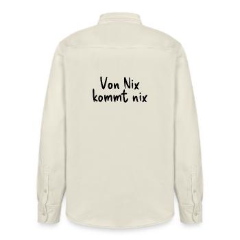 Nothing comes from nothing - Relaxed Fit Unisex Organic Shirt by Stanley/Stella - soft Ecru - Back - AI Model Male 178 light (178cm)
