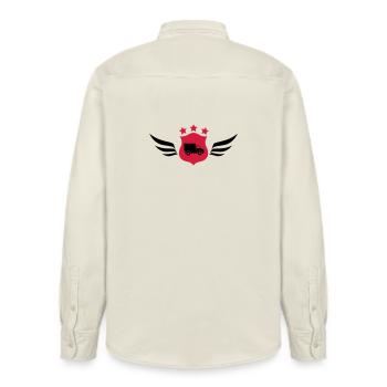 frachtführer / möbelpacker / mover / bewegen - Relaxed Fit Unisex Organic Hemd von Stanley/Stella - Natur - Hinten - AI Model Male 178 light (178cm)