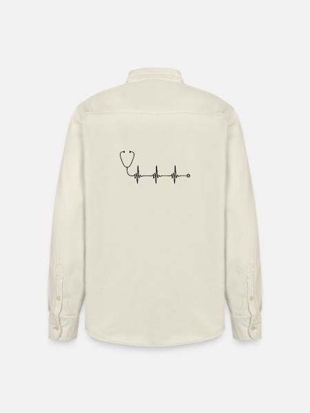 Geometric Mountain Landscape Illustration - Relaxed Fit Unisex Organic Shirt by Stanley/Stella - soft Ecru
