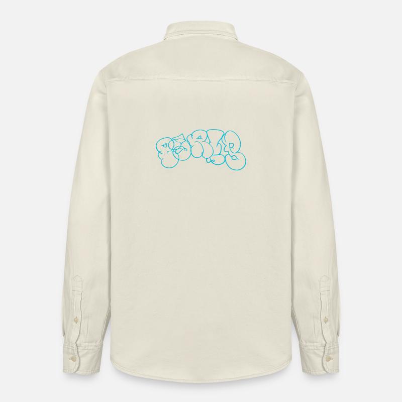 Blaues Bubble-Graffiti Muster im Paris Style - Relaxed Fit Unisex Organic Hemd von Stanley/Stella - Natur
