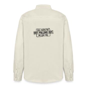 Daddy thank you didn't pull out love you - Relaxed Fit Unisex Organic Shirt by Stanley/Stella - soft Ecru - Back - AI Model Male 178 light (178cm)